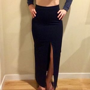 Navy Vertigo Paris high-waisted pencil maxi skirt
